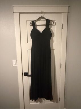 Lulu's Black Maxi Dress with Wide Straps and V-Neck